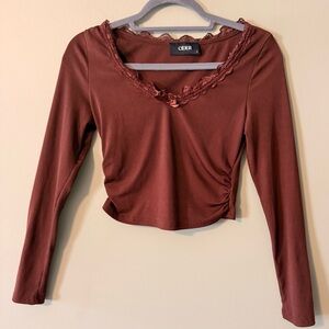 Cider Women's Rust Long Sleeve Crop Top Size S